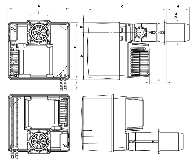 Дизельная горелка VECTRON L 5 Duo Размеры